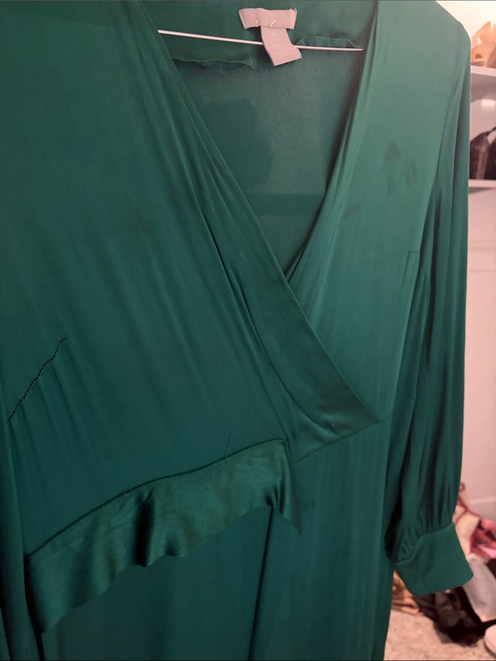 H&M Deep Emerald Long-Sleeve Wrap Dress